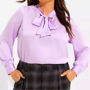 Torrid Lavender Tie-Neck Bow Blouse